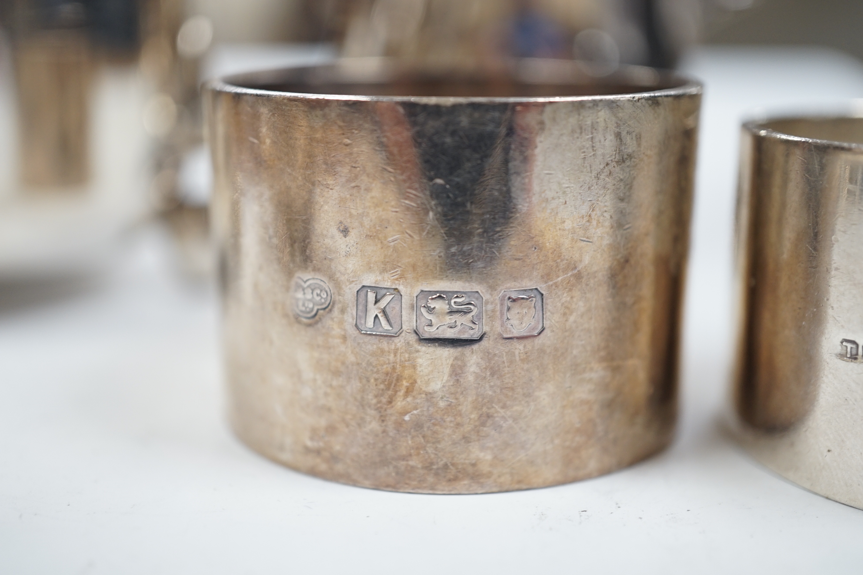 Small silver to include a christening mug, a Victorian milk jug, London, 1872 a trinket box, a small quaich and two napkin rings.
